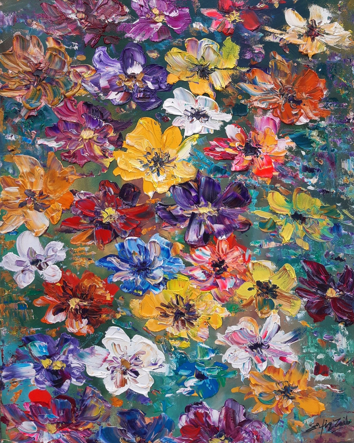 Flower Painting Botanical Wall Art Textured Art Oil Painting Floral Wall Art Original Painting Painting On House Warming Gifts - Image 3