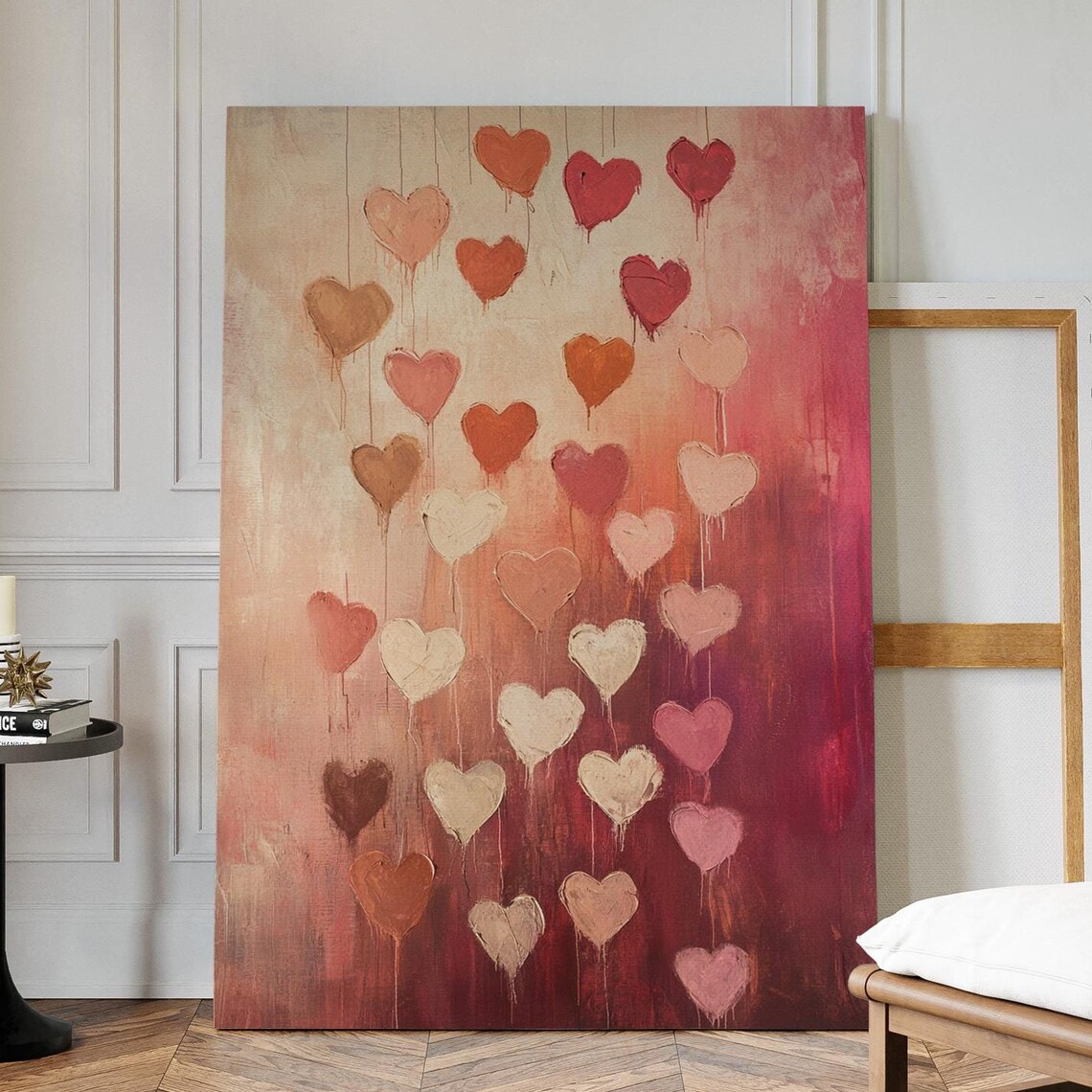 Romantic Heart Drip, Modern Abstract Painting