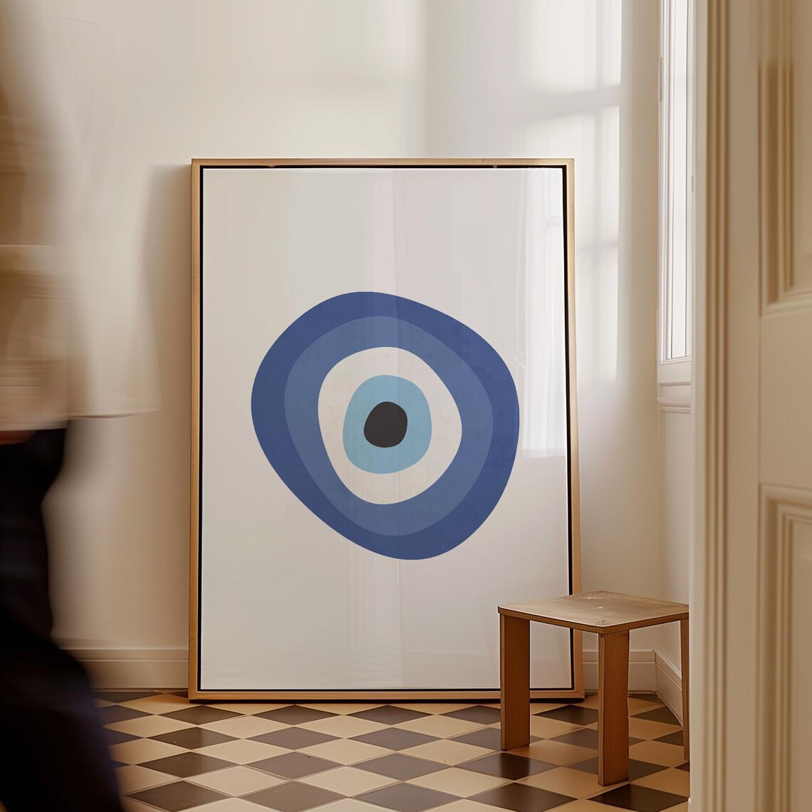 Blue Evil Eye Protection Wall Art, Bohemian Decor