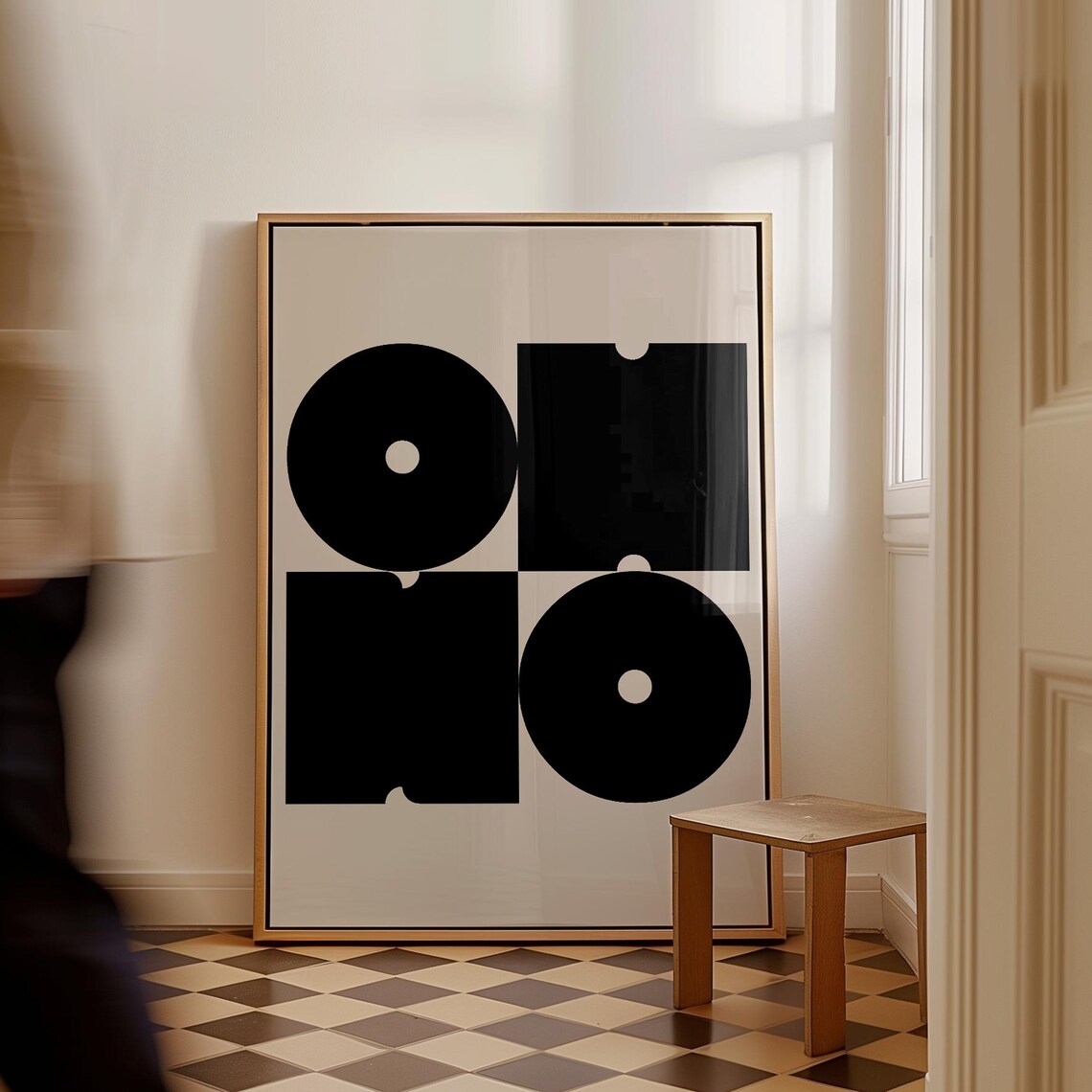 Oh No Typography Poster, Funky Retro Bar Cart