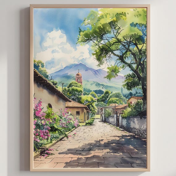 Nicaragua Watercolor Art Print Travel Home Decor