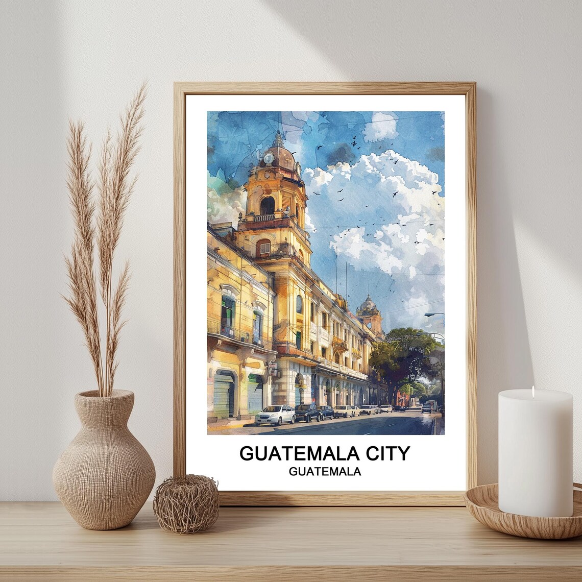 Guatemala City Watercolor Art Print Travel Souvenir