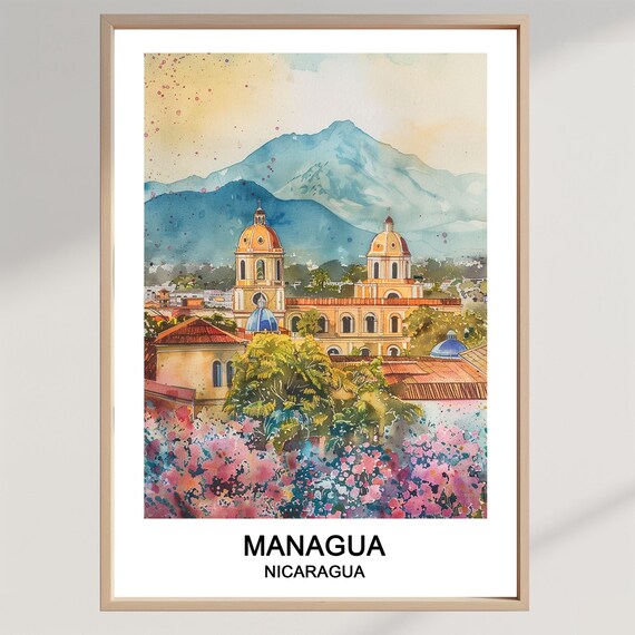 Managua Nicaragua Watercolor Art Print Travel Home Decor