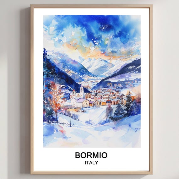 Bormio Italy Ski Resort Print Vintage Travel Poster