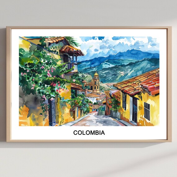 Colombia Watercolor Print South America Travel Poster