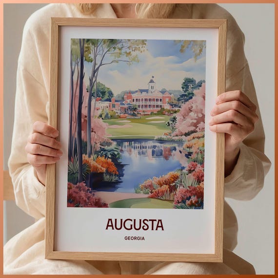 Augusta National Golf Club Print Masters Poster Georgia Art Minimalist Cityscape Personalized Gift Custom Text Birthday C35 253