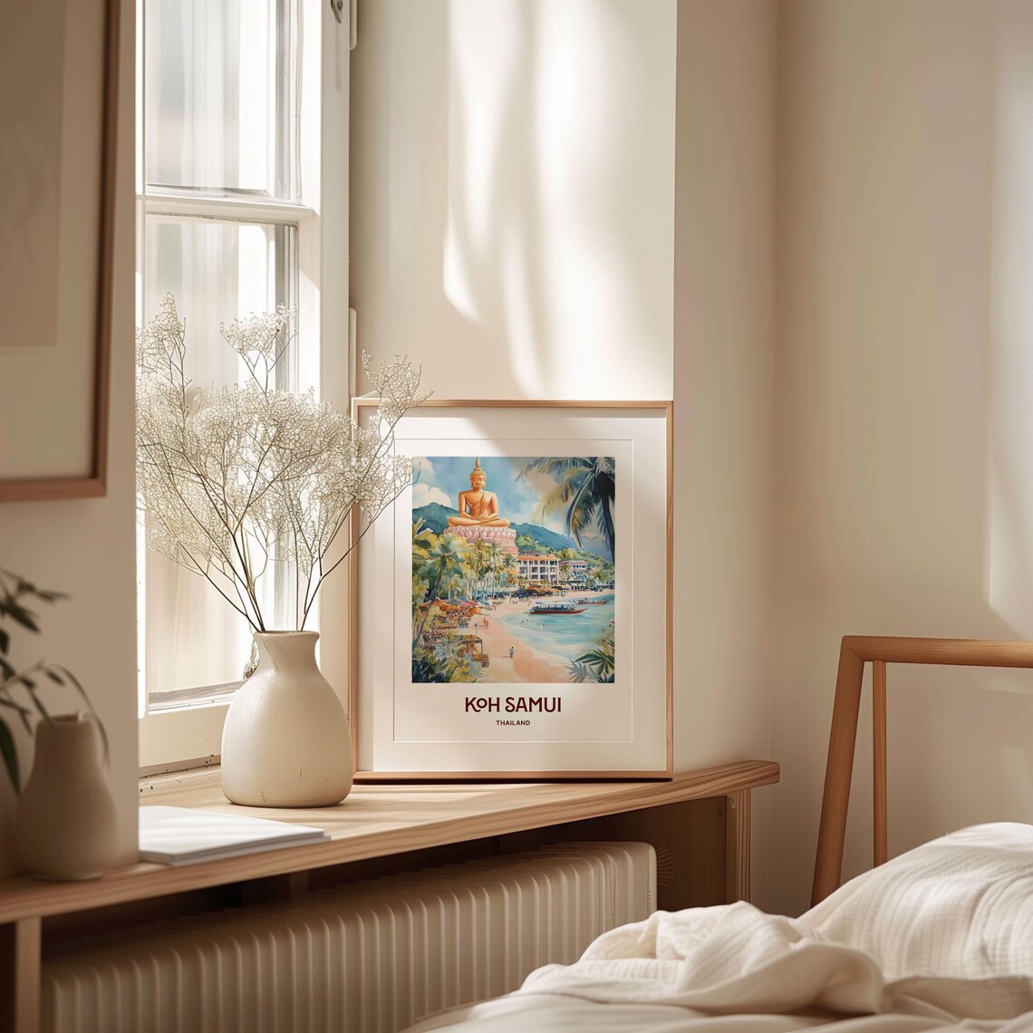 Koh Samui Thailand Big Buddha Beach Watercolor Travel Poster Island - Image 2