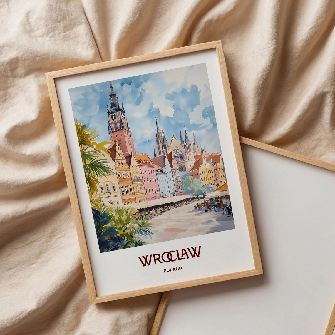Wroclaw Poland Clock Tower Cathedral Market Square Travel Poster - Image 3
