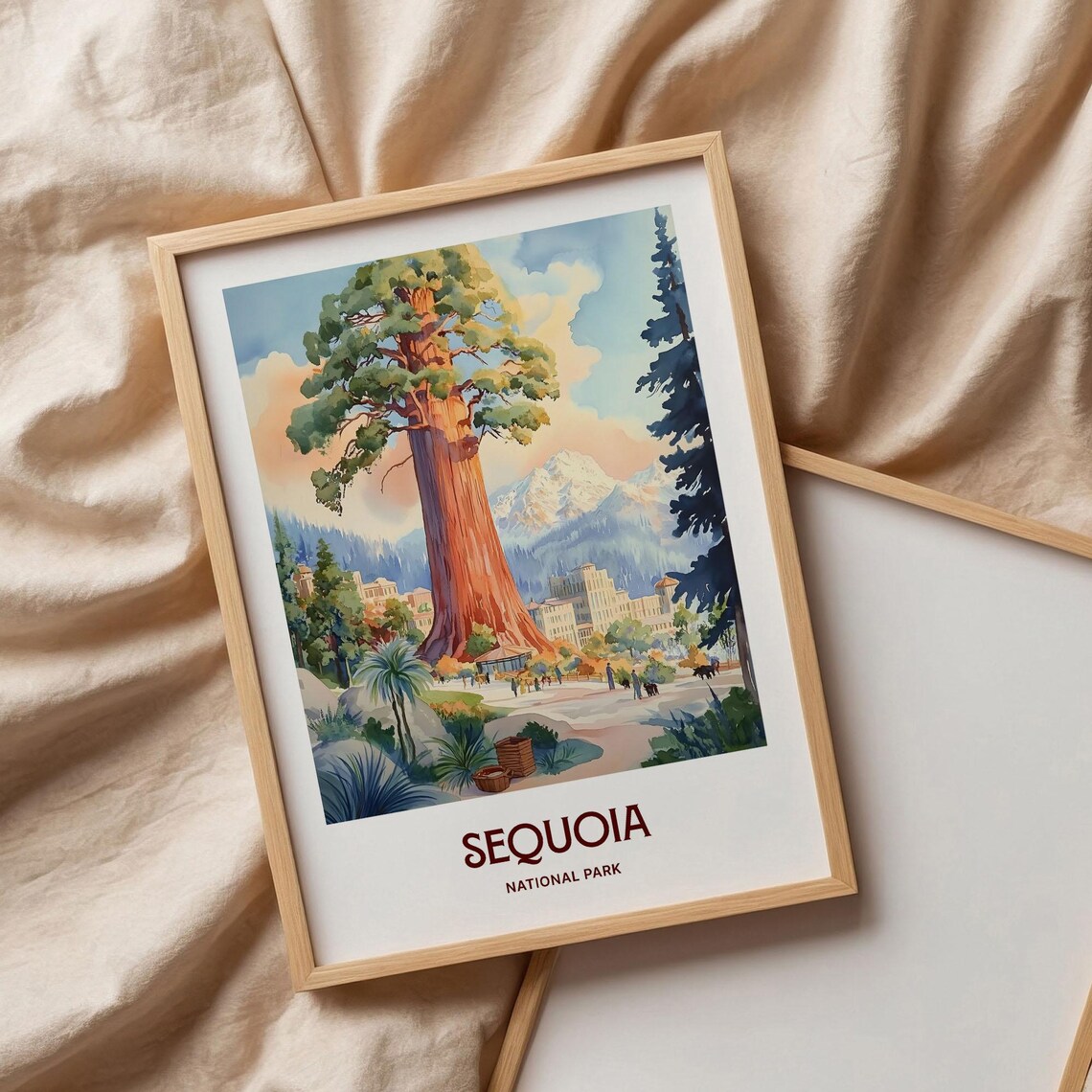 Sequoia National Park California Giant Tree Watercolor Travel Poster - Image 3