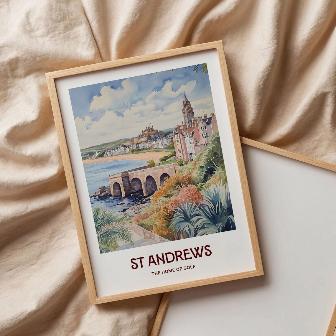 St Andrews Scotland Pastel Home of Golf Coast Watercolor Poster - Image 3
