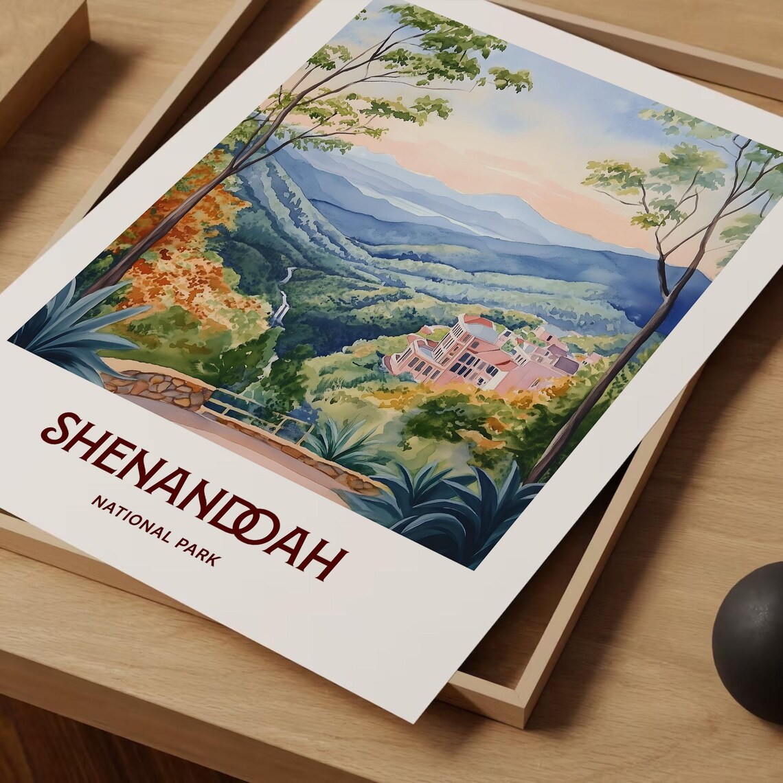 Shenandoah National Park Blue Ridge Overlook Watercolor Travel Poster - Image 2