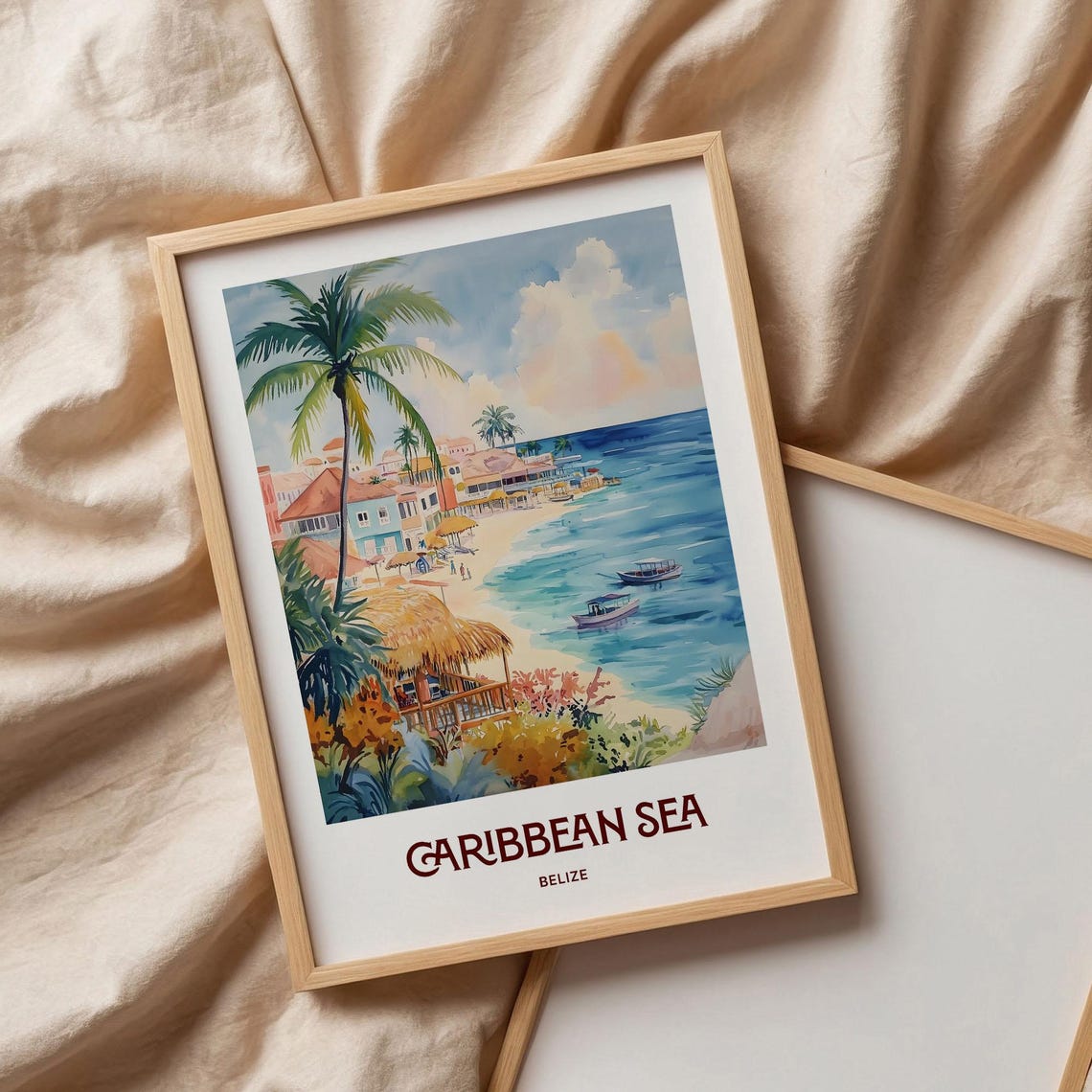 Belize Travel Print Caribbean Sea Poster Minimalist Art Personalized Gift Wedding Gift Birthday Gift Custom Text C35 375 - Image 3