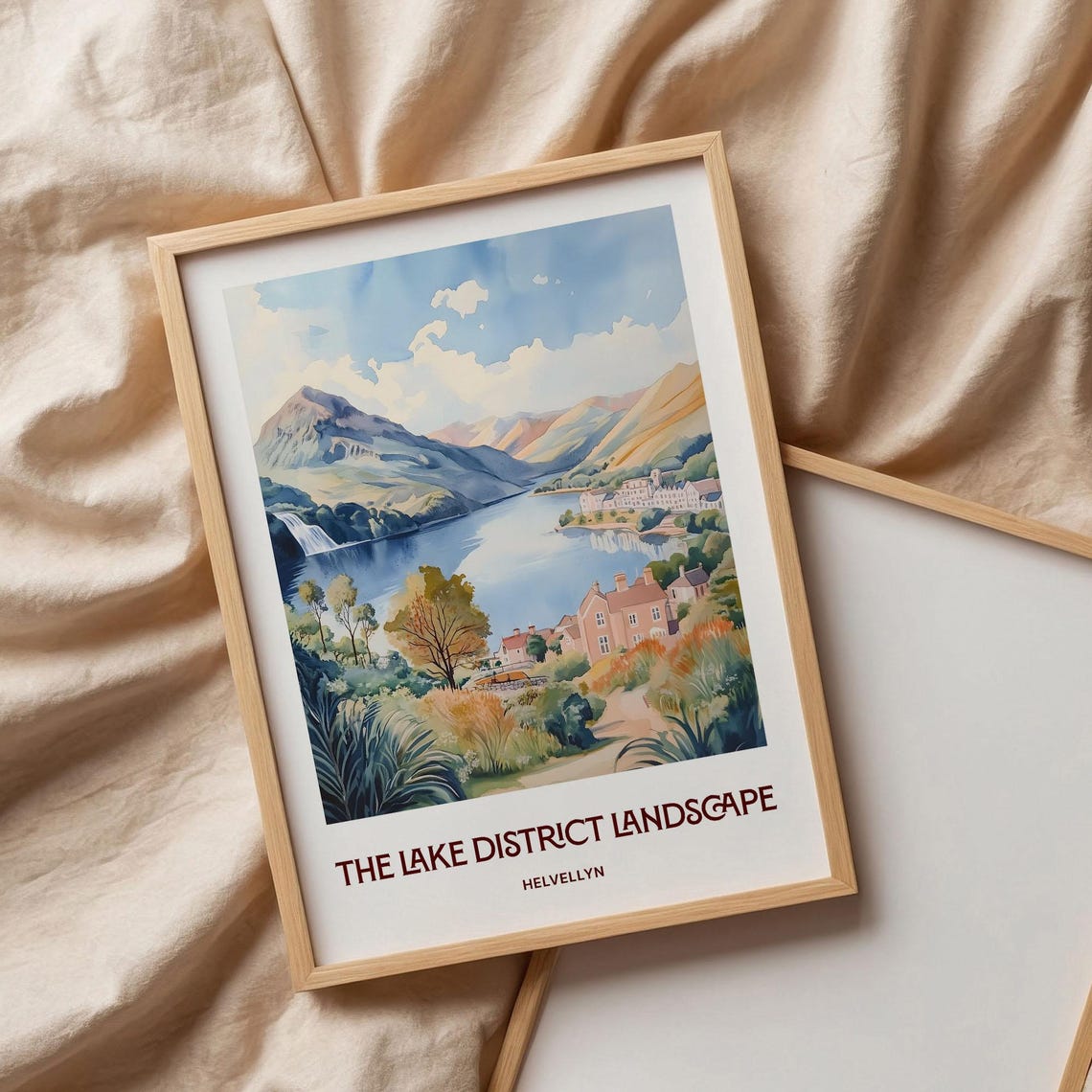 Helvellyn Lake District England Mountain Lake View Pastel Poster - Image 3