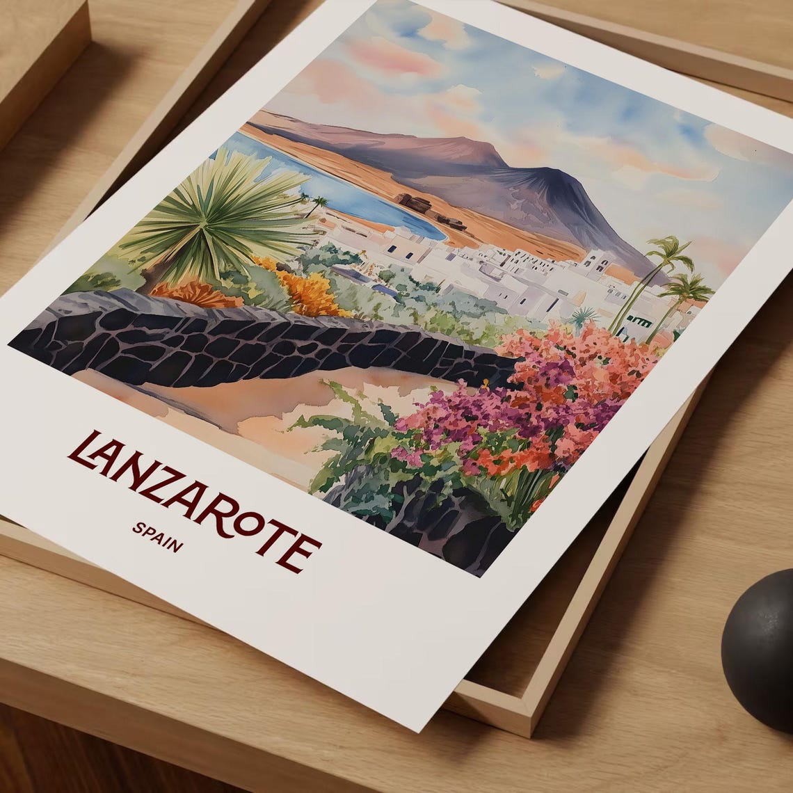 Lanzarote Spain Volcanic Island Watercolor Poster Canary Islands - Image 2