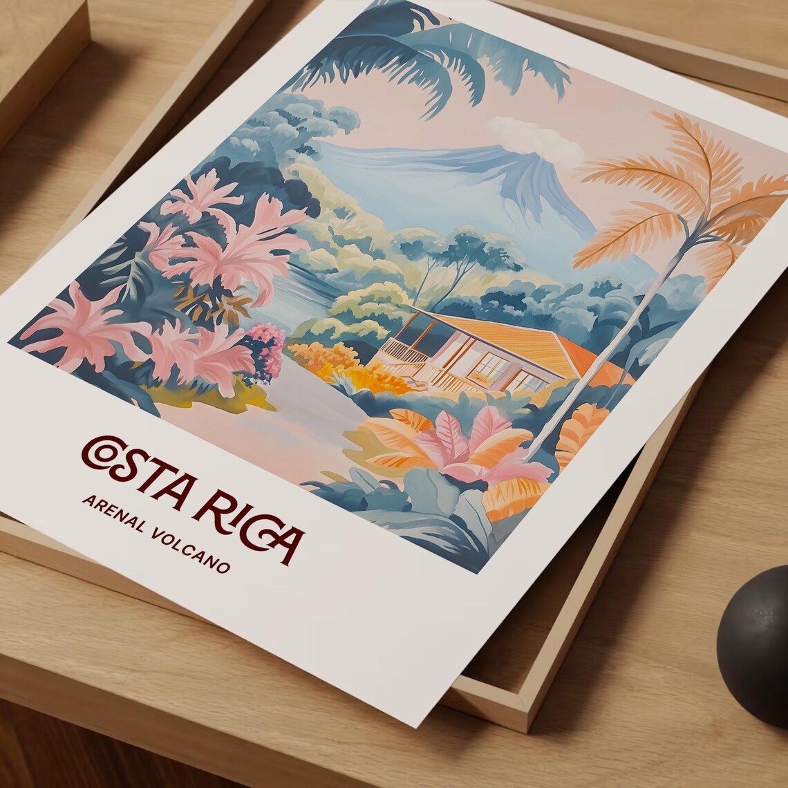 Costa Rica Arenal Volcano Rainforest Cabin Travel Art Poster - Image 2