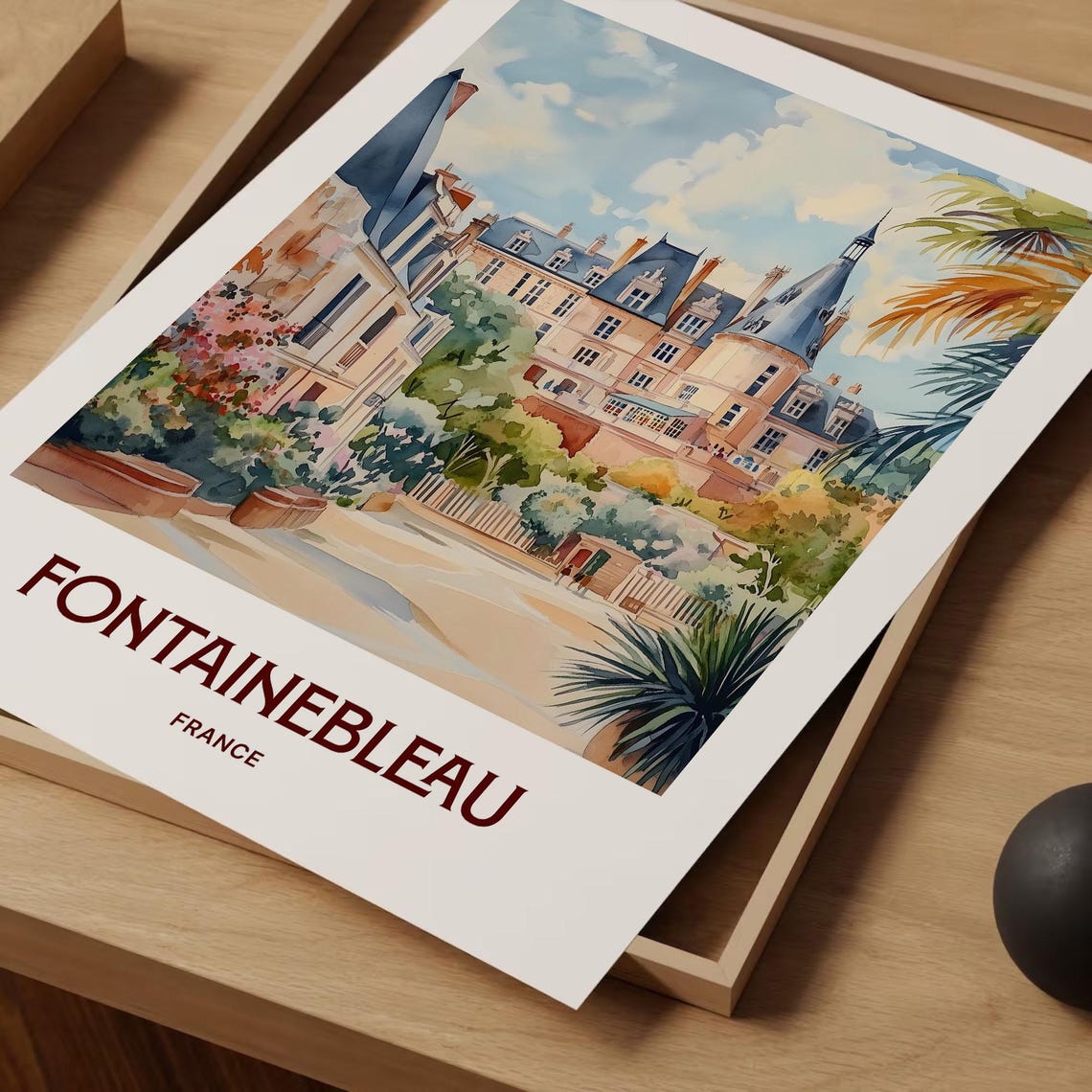 Fontainebleau Travel Print Minimalist Wall Art Pastel Cityscape Decor France Home Decor Art Lover Gift Retro Travel Poster C35 743 - Image 2