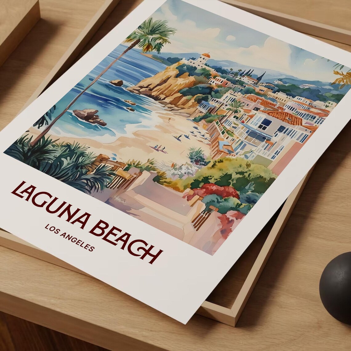 Laguna Beach California Cliffs Cove Watercolor Coastal Poster - Image 2