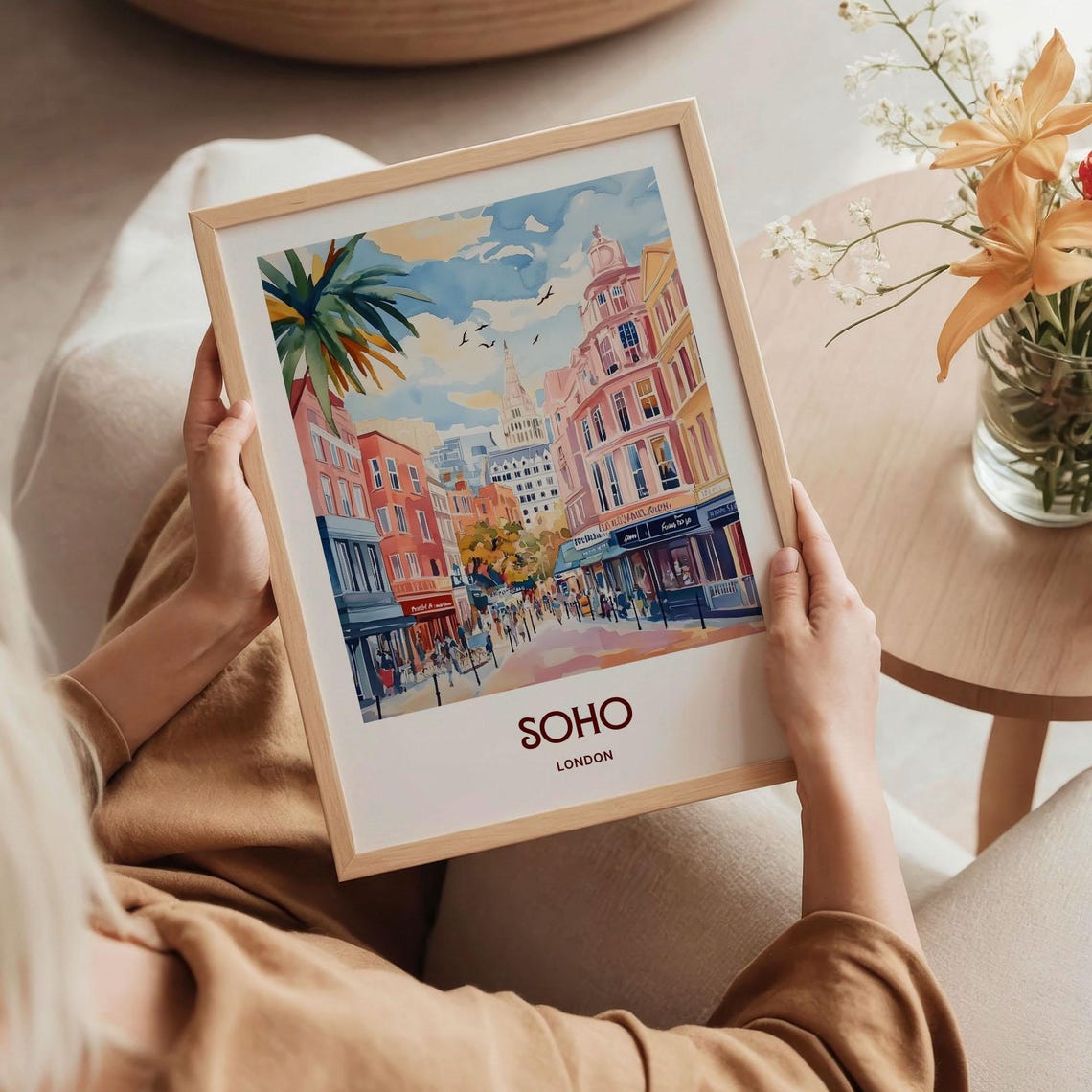 Soho London Colorful Street Scene Watercolor Poster West End - Image 5