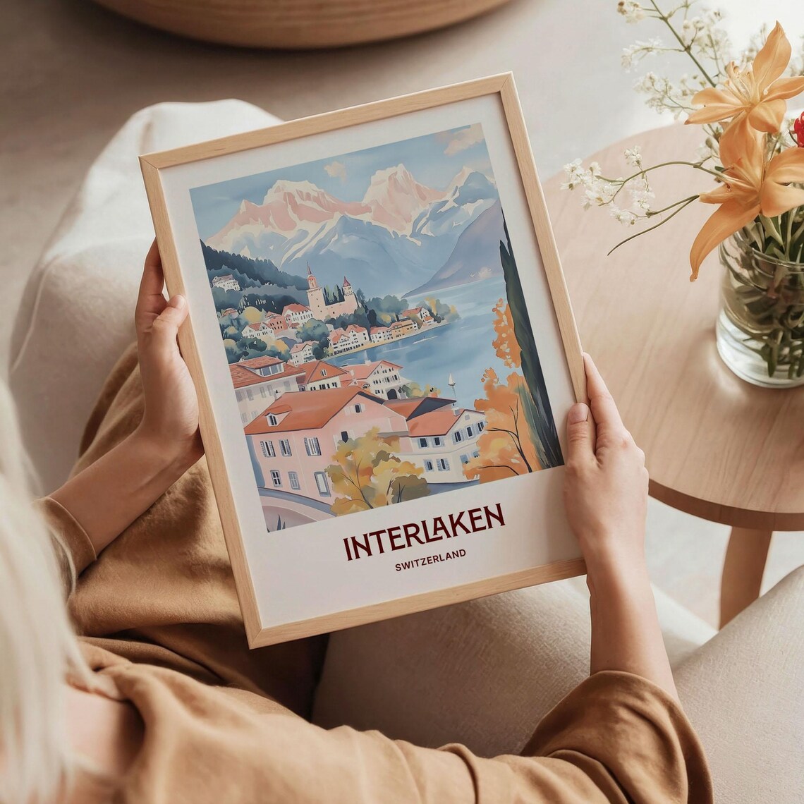 Interlaken Switzerland Alpine Lake Village Snowy Peaks Poster - Image 5