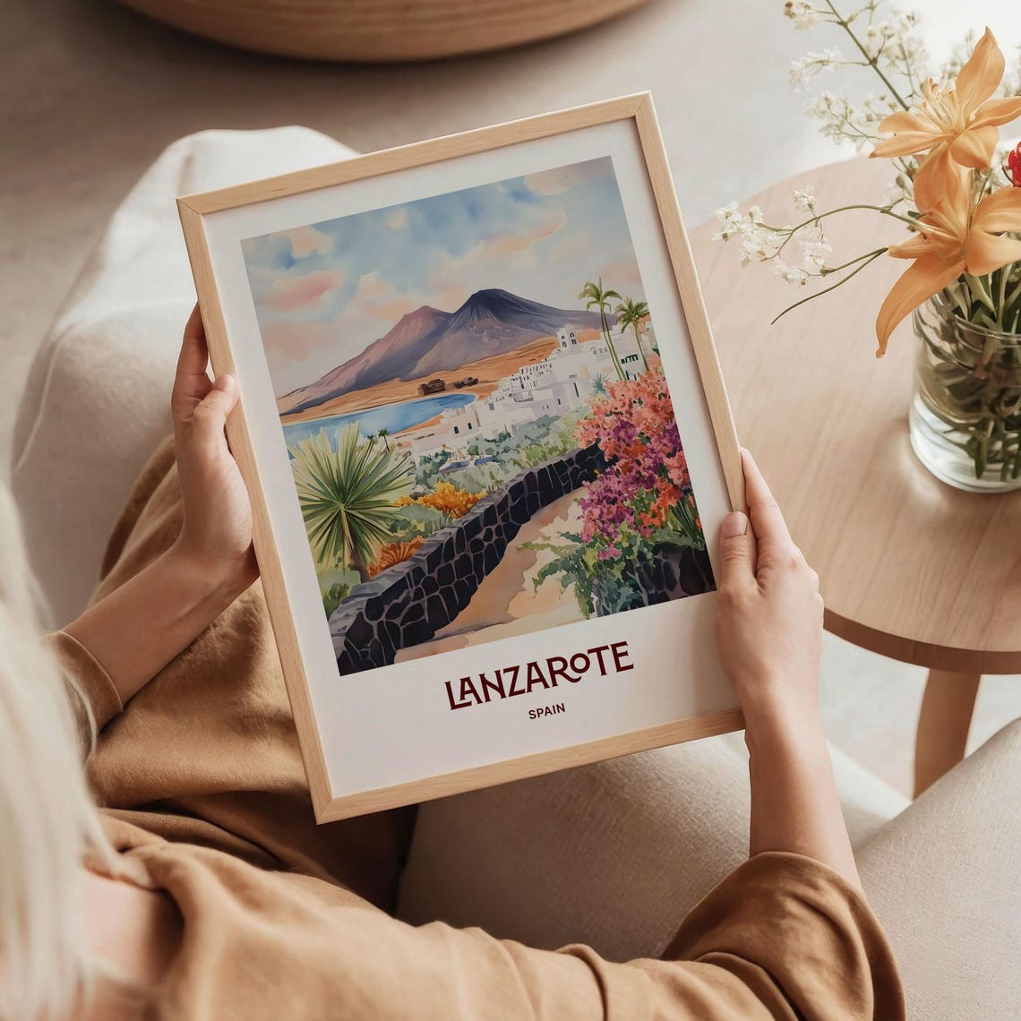 Lanzarote Spain Volcanic Island Watercolor Poster Canary Islands - Image 5