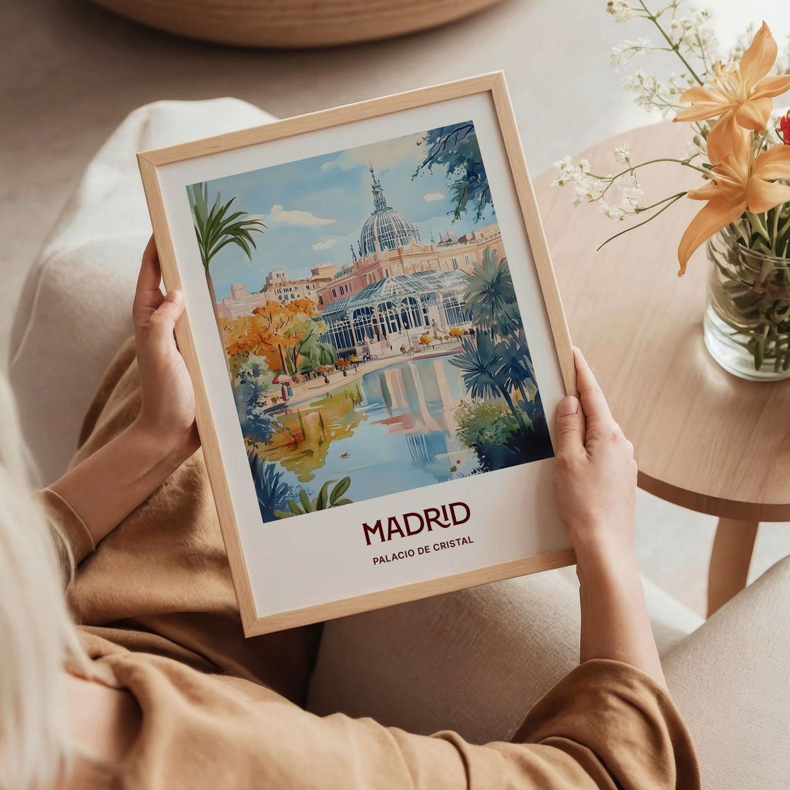 Madrid Palacio de Cristal Park Watercolor Poster Retiro Reflection - Image 5