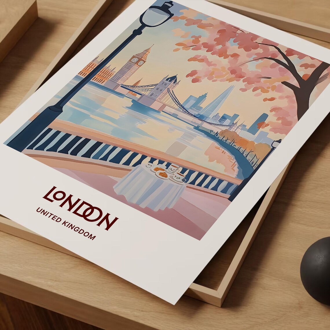 London Big Ben Tower Bridge Thames Skyline Travel Art Poster - Image 2