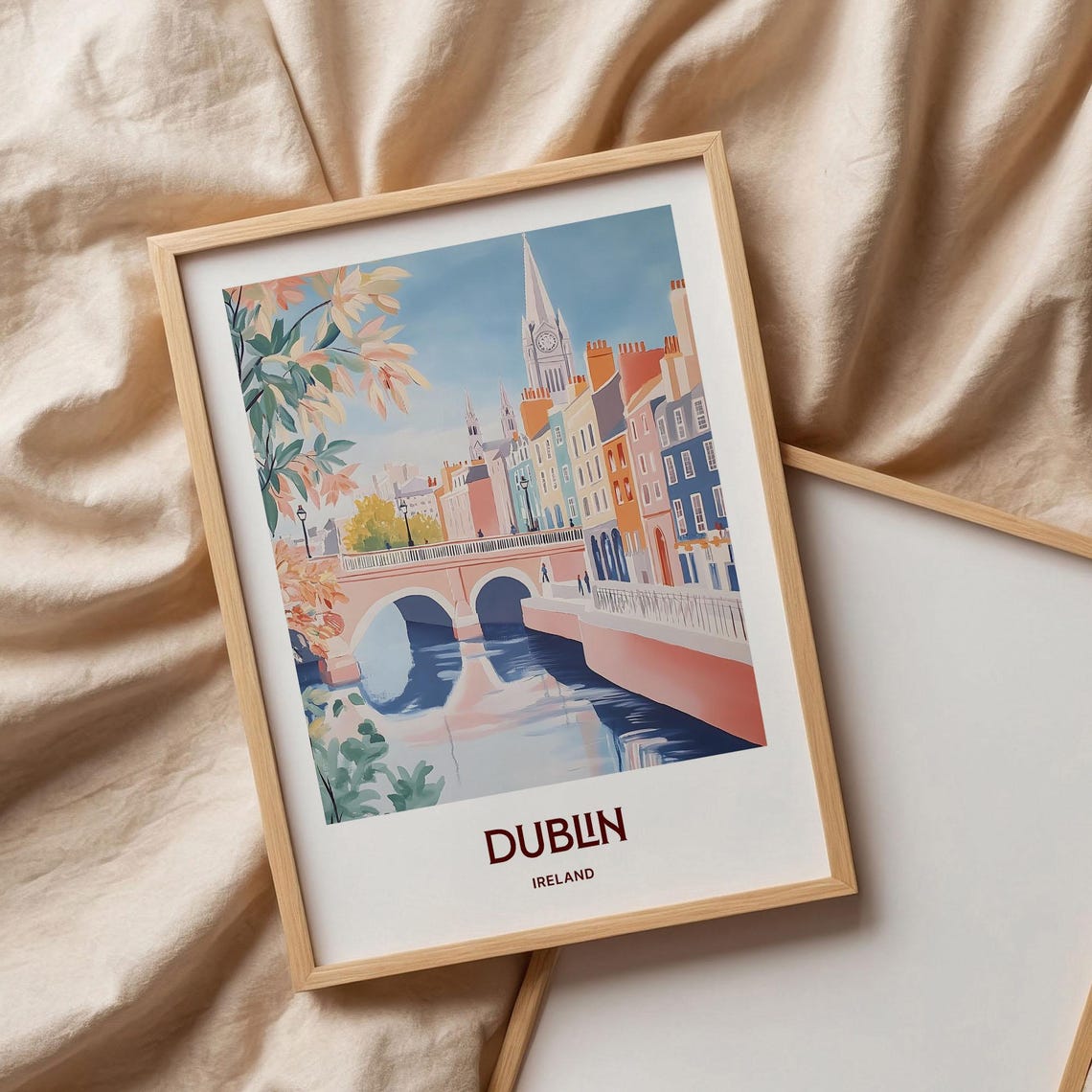 Dublin Ireland River Liffey Bridge Cityscape Travel Art Poster - Image 3