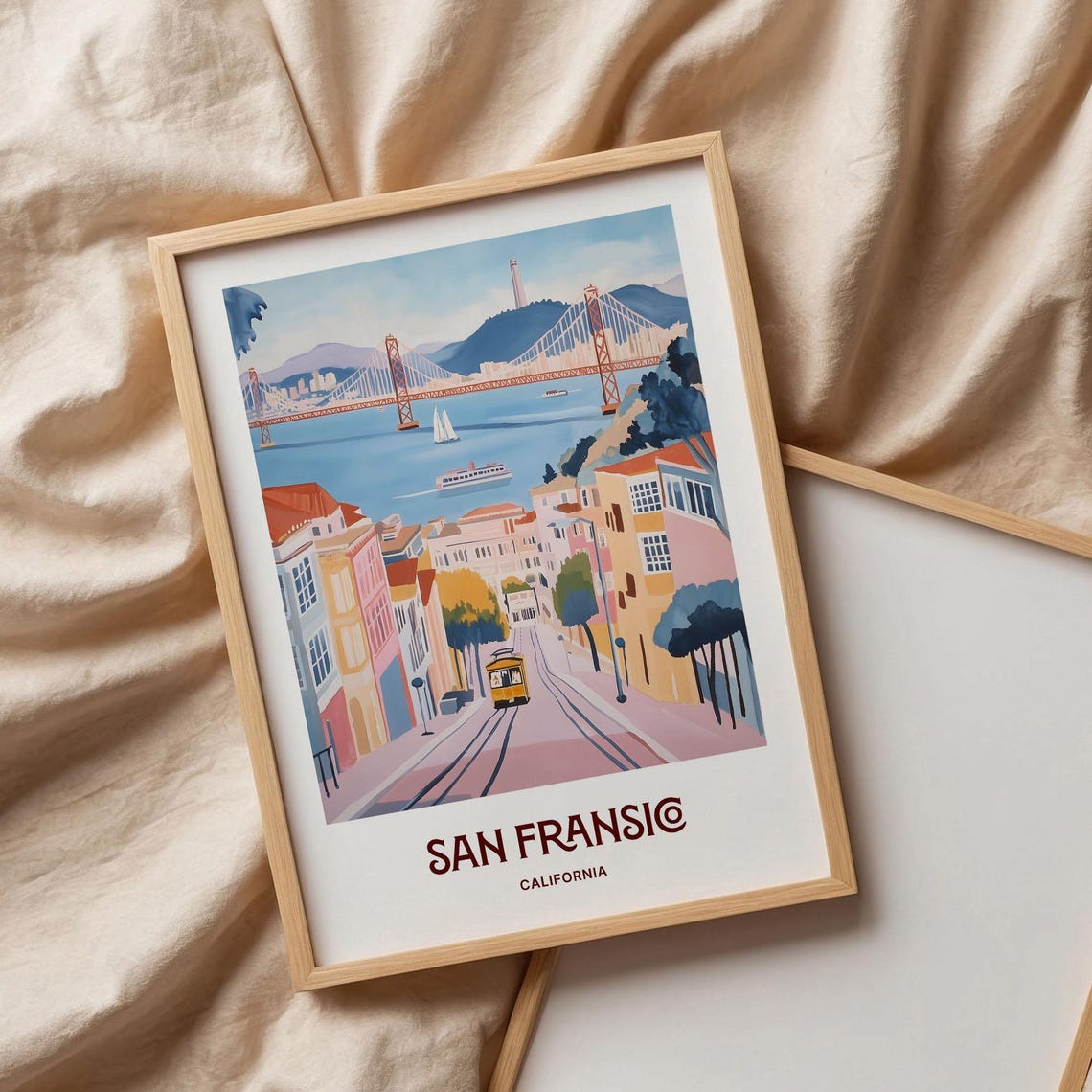 San Francisco California Golden Gate Bridge Cable Car Poster - Image 3