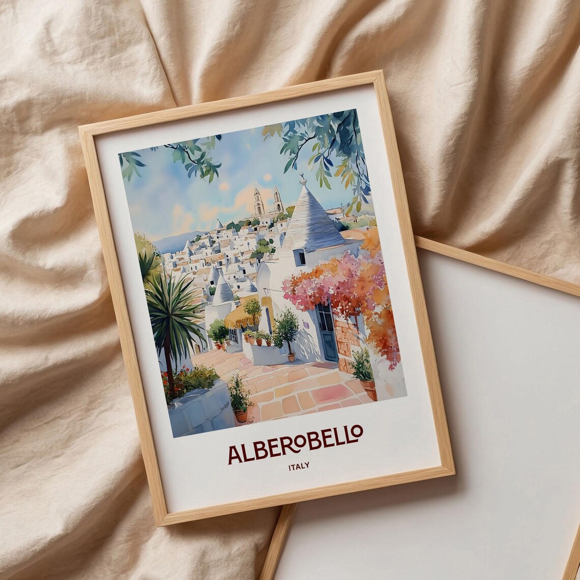 Alberobello Italy Trulli Stone Houses Watercolor Travel Poster - Image 3