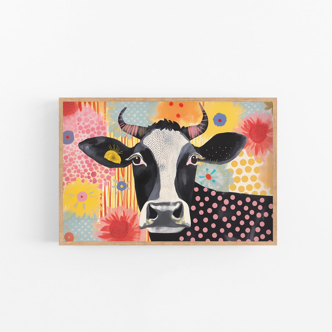 Cute Cow Art Print Wall Eclectic Home Decor