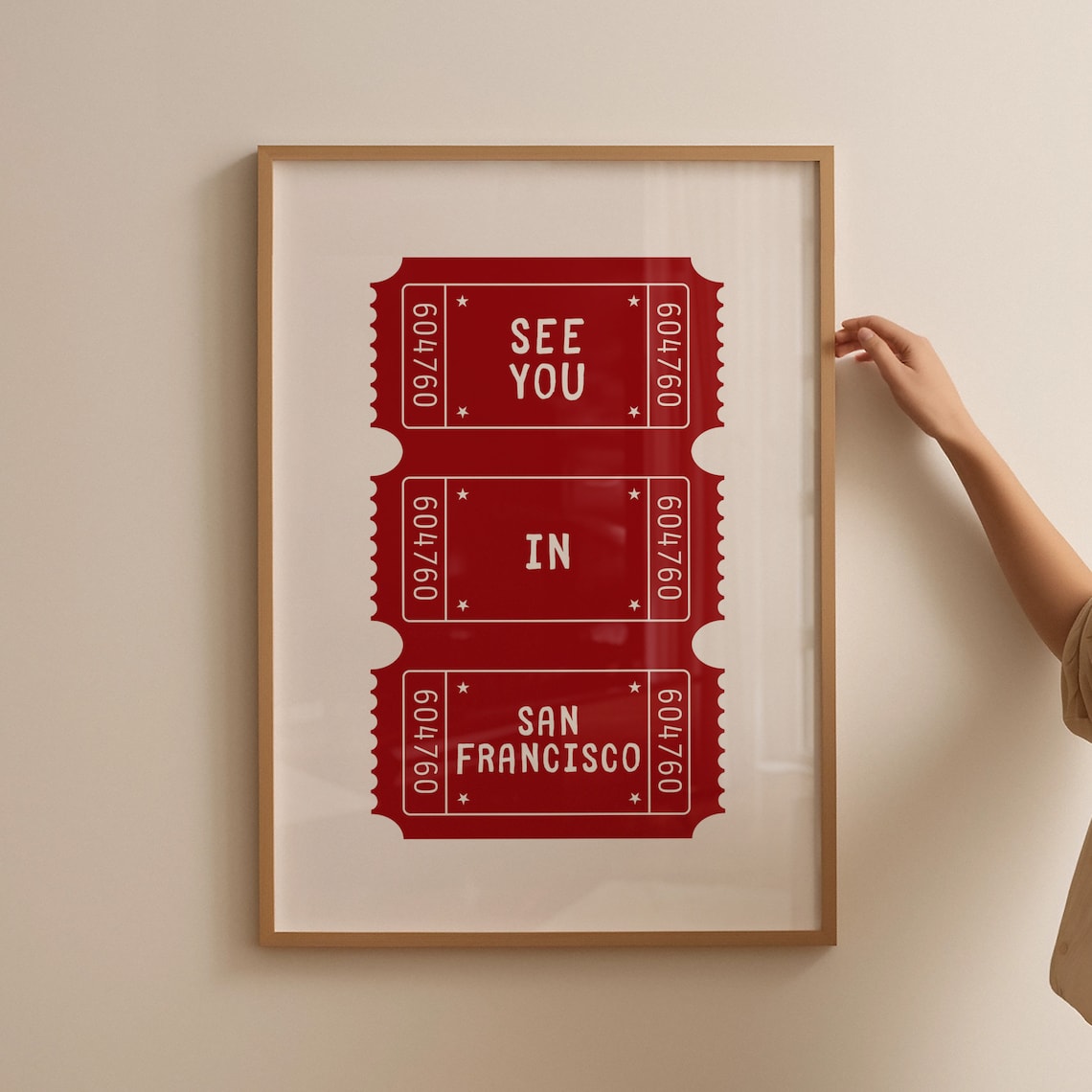 See You In San Francisco Red Ticket Stub Retro Travel Poster