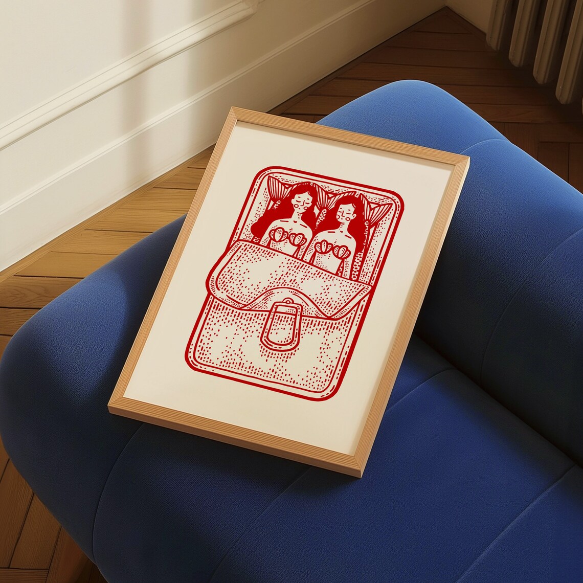 Mermaids Sardine Kitchen Wall Art, Retro Food Print - Image 2