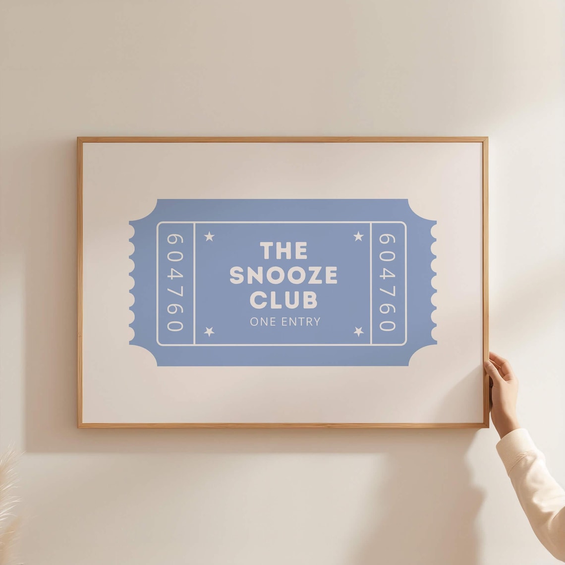 The Snooze Club Ticket Poster Blue Above Bed Funny Bedroom Decor - Image 3