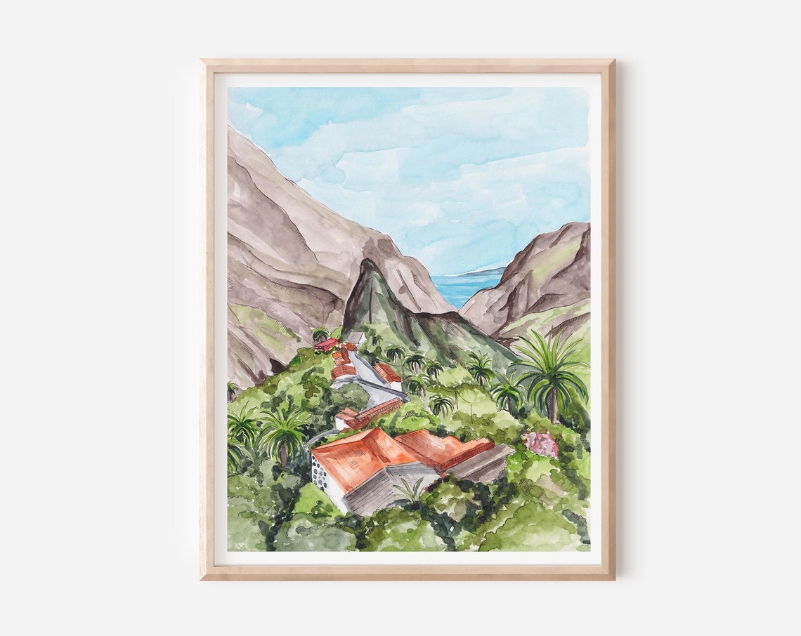 Tenerfe Art Print Masca Poster Canary Islands Print Spain Painting Tenerife Poster Europe Art Tenerife Wall Decor Travel Art