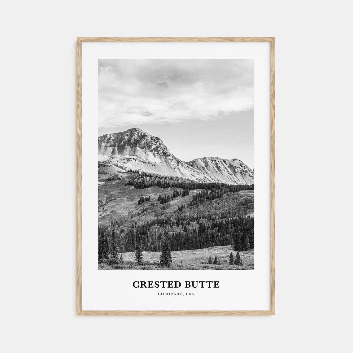Crested Butte Colorado Rocky Mountain Peak Black and White Poster
