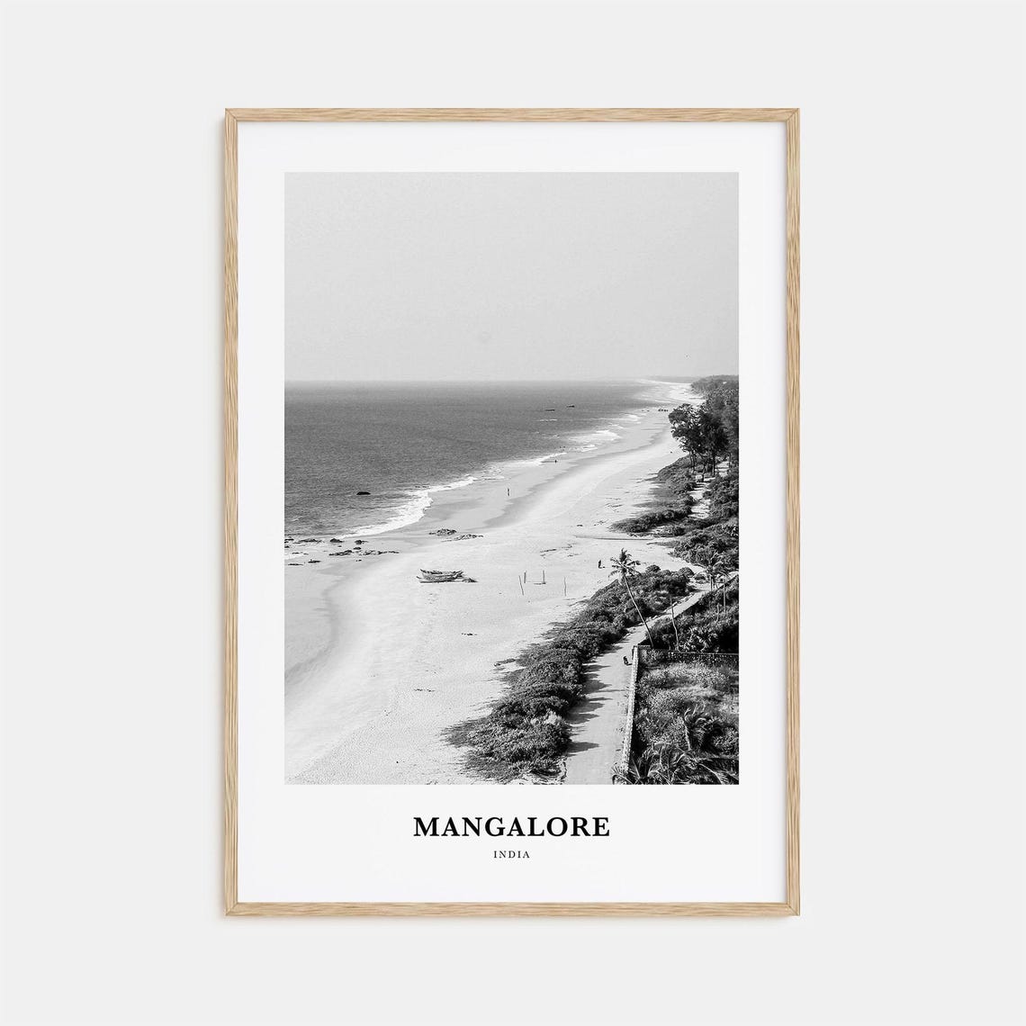 Mangalore India Long Sandy Beach Ocean Scenic View Travel Art Poster