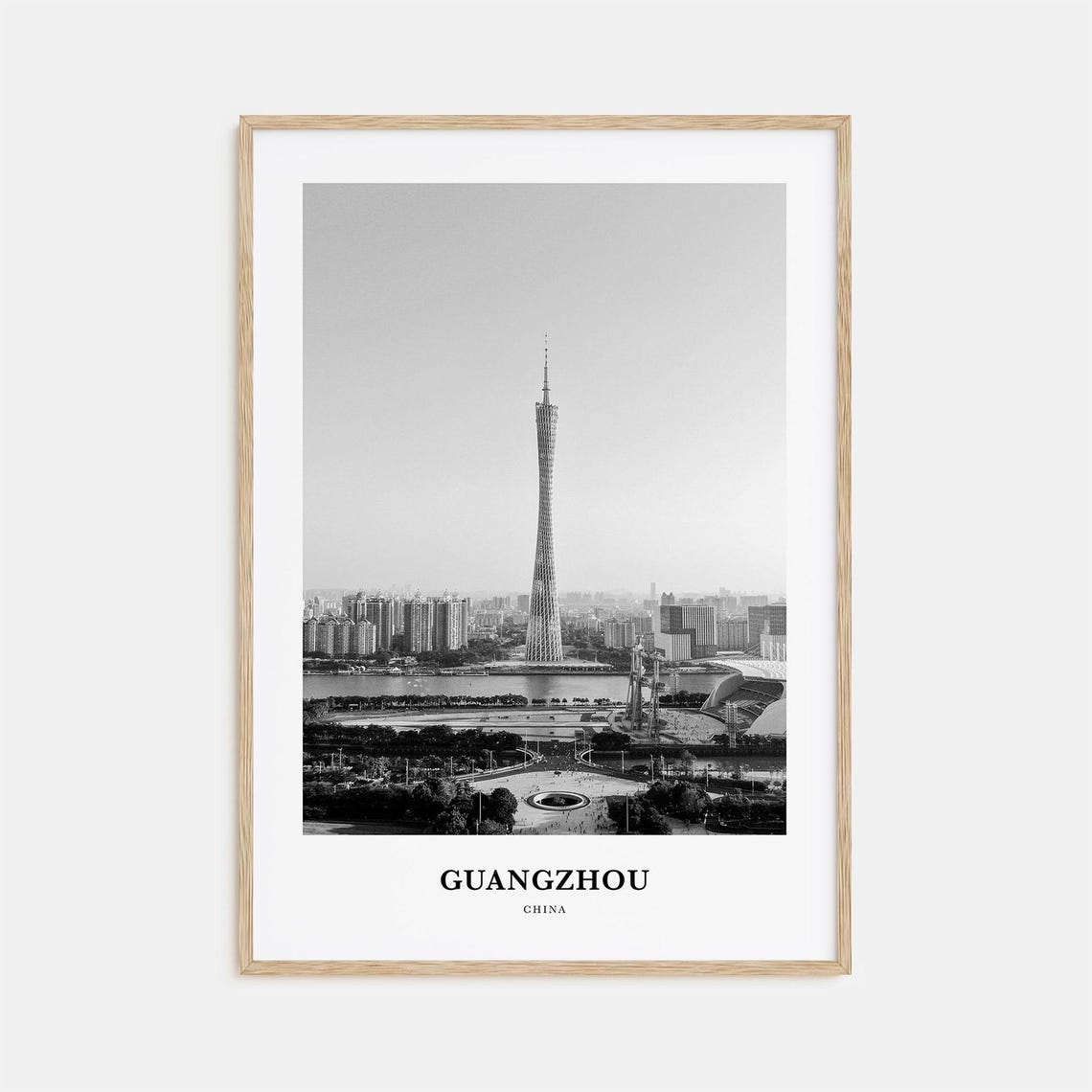 Guangzhou China Canton Tower Black and White Architecture Poster