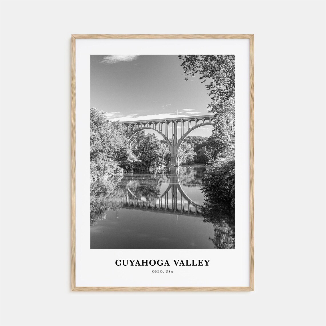 Cuyahoga Valley Ohio Arched Viaduct River Reflection Travel Poster