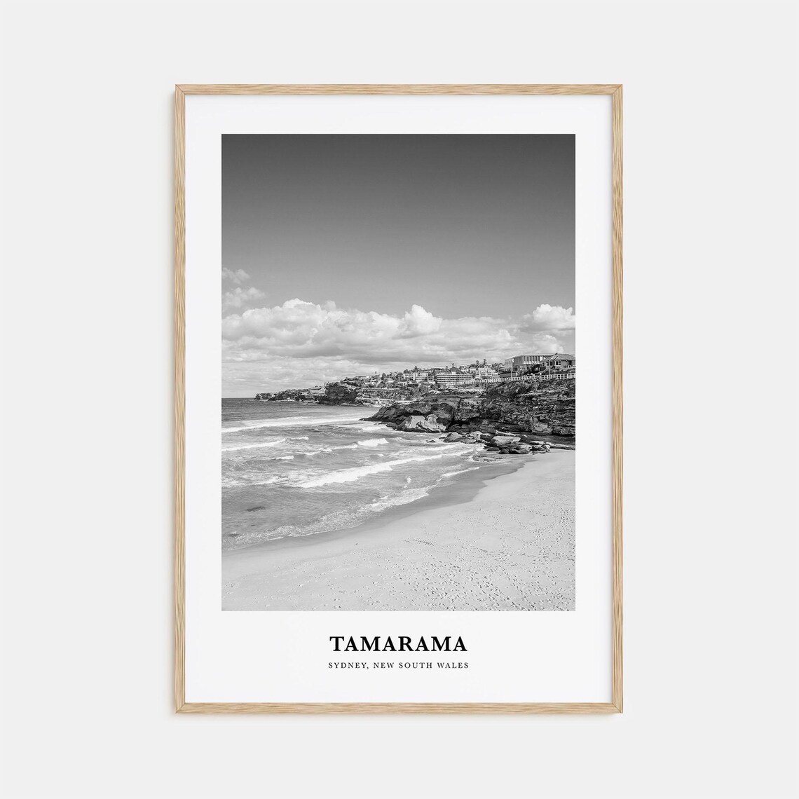 Tamarama Sydney Australia Black And White Beach Headland Photo Poster
