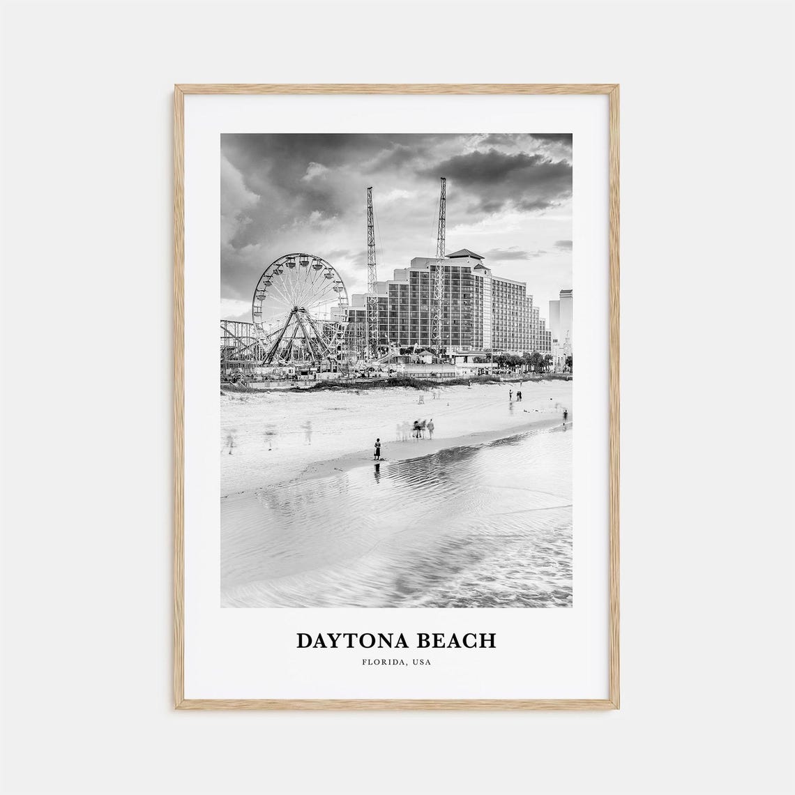Daytona Beach Florida Ferris Wheel Boardwalk Amusement Scene Poster