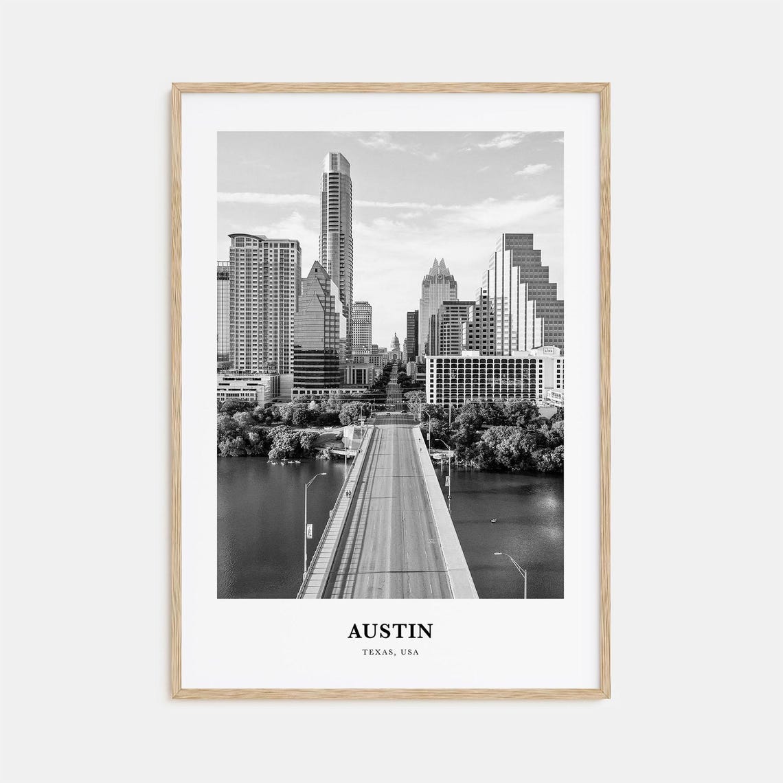 Austin Texas Congress Avenue Bridge and Downtown Skyline Poster