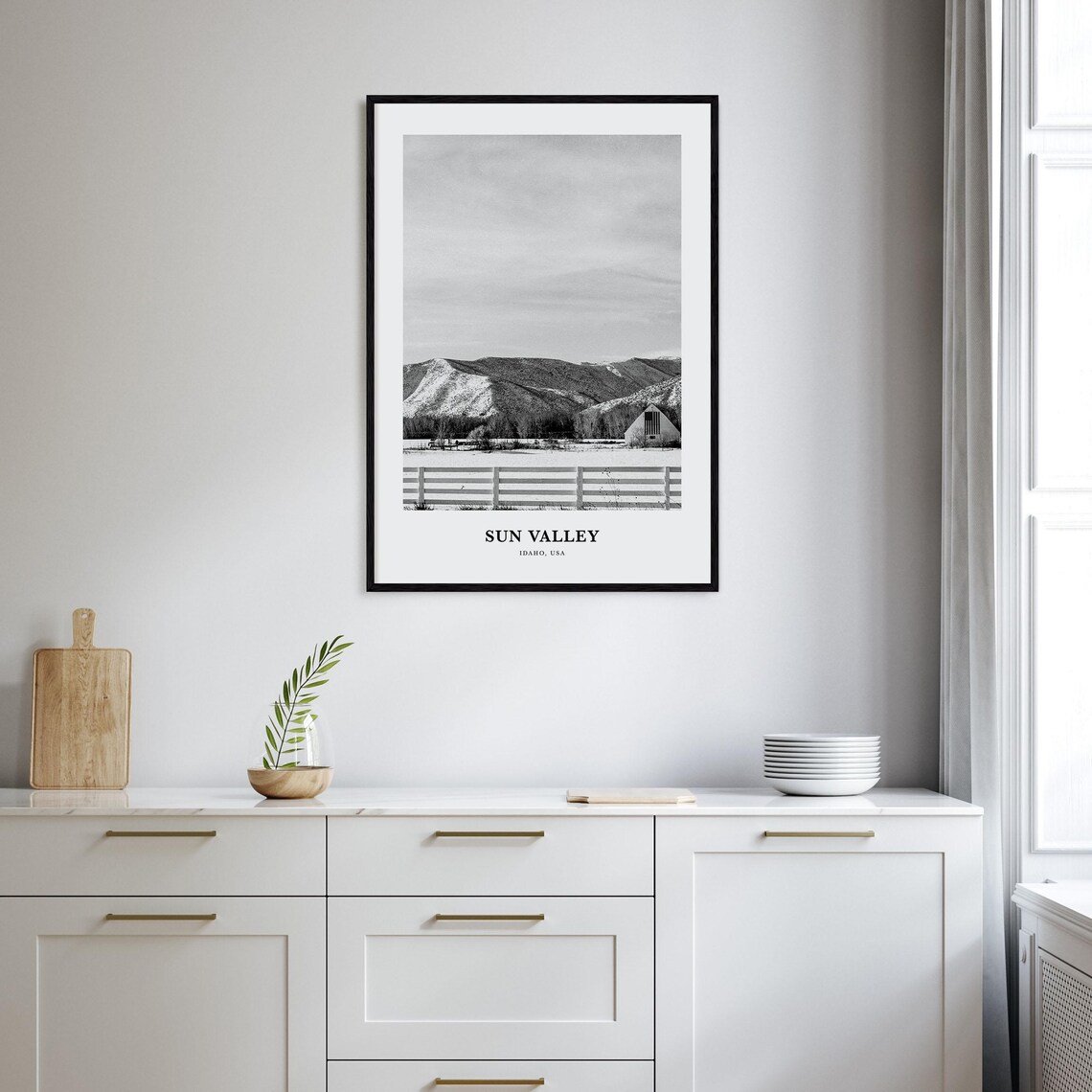 Sun Valley Idaho Mountain Barn Snowy Fence Winter Scenery Poster - Image 2