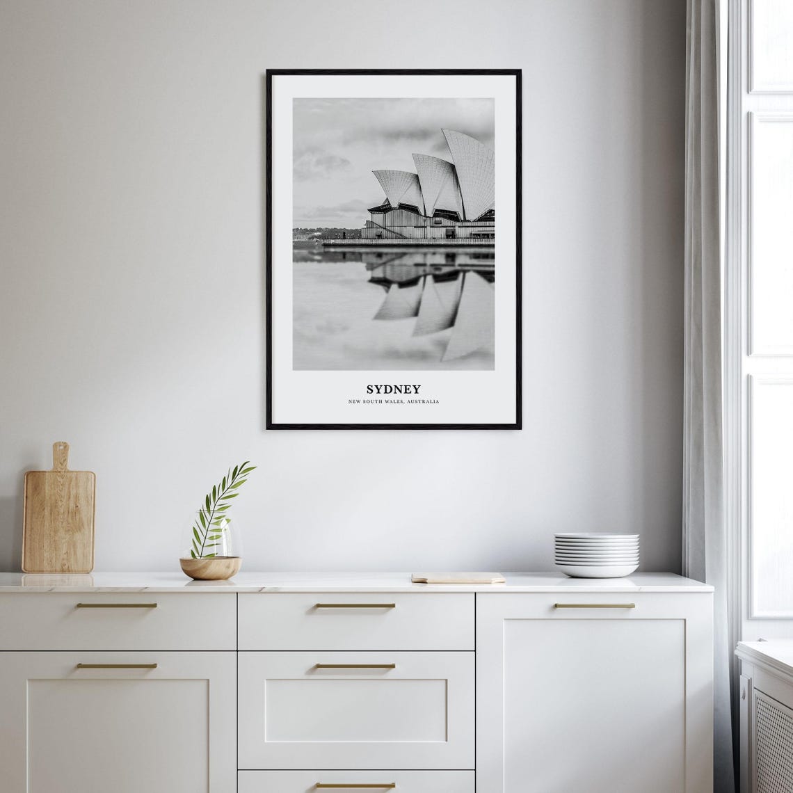Sydney Opera House Waterfront Black White Sails Photo Poster - Image 2