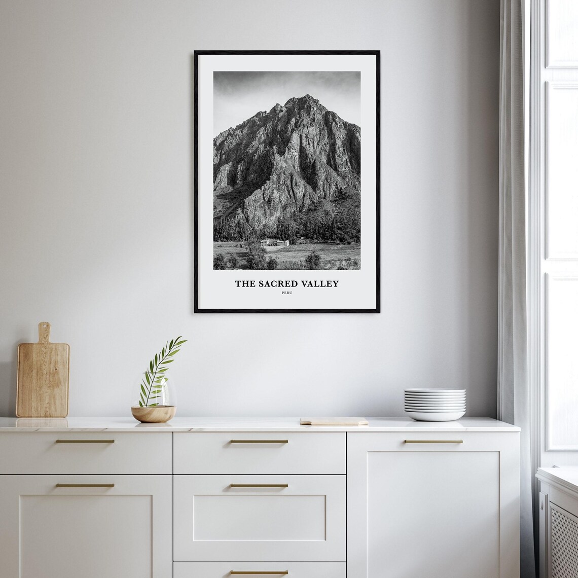 The Sacred Valley Peru Rugged Andean Peak Black and White Poster - Image 2