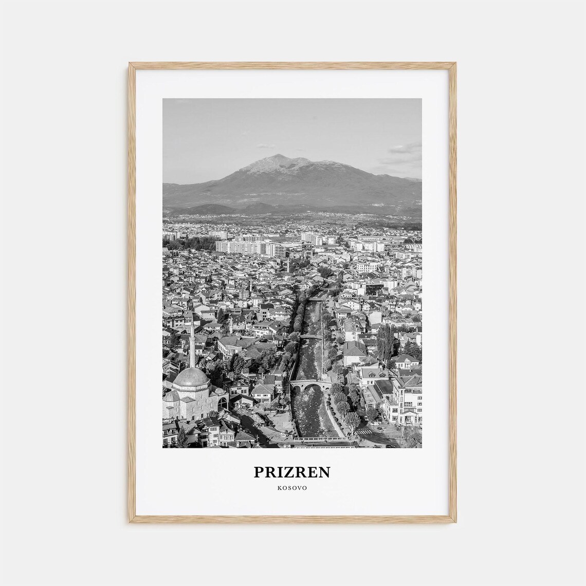 Prizren Kosovo River Mosque Old Town Mountain City Aerial Poster