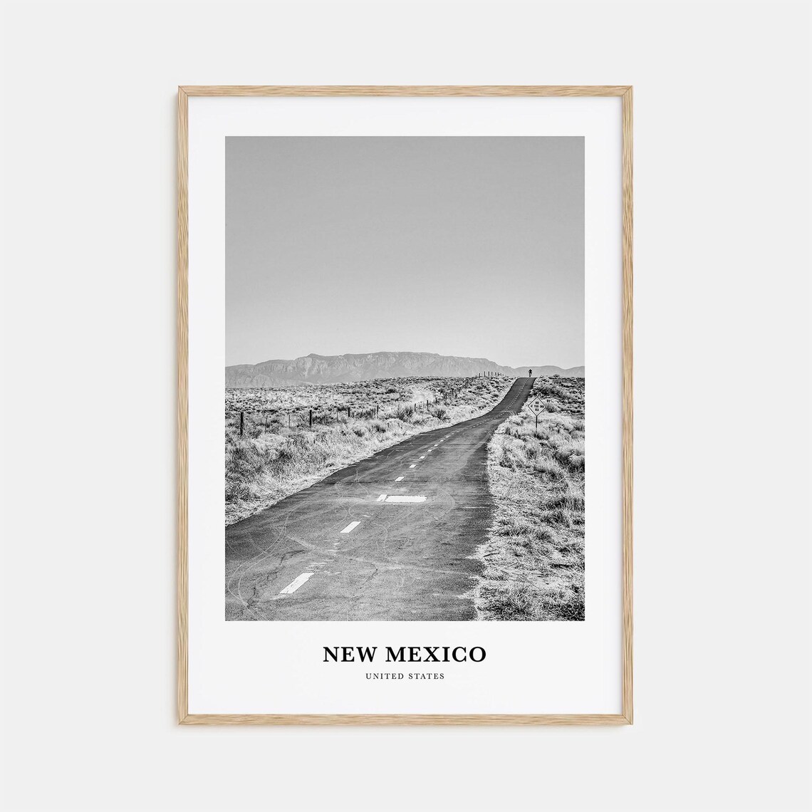 New Mexico Desert Highway Road Trip Black And White Travel Poster