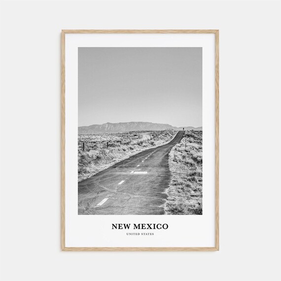 New Mexico Desert Highway Road Trip Black And White Travel Poster