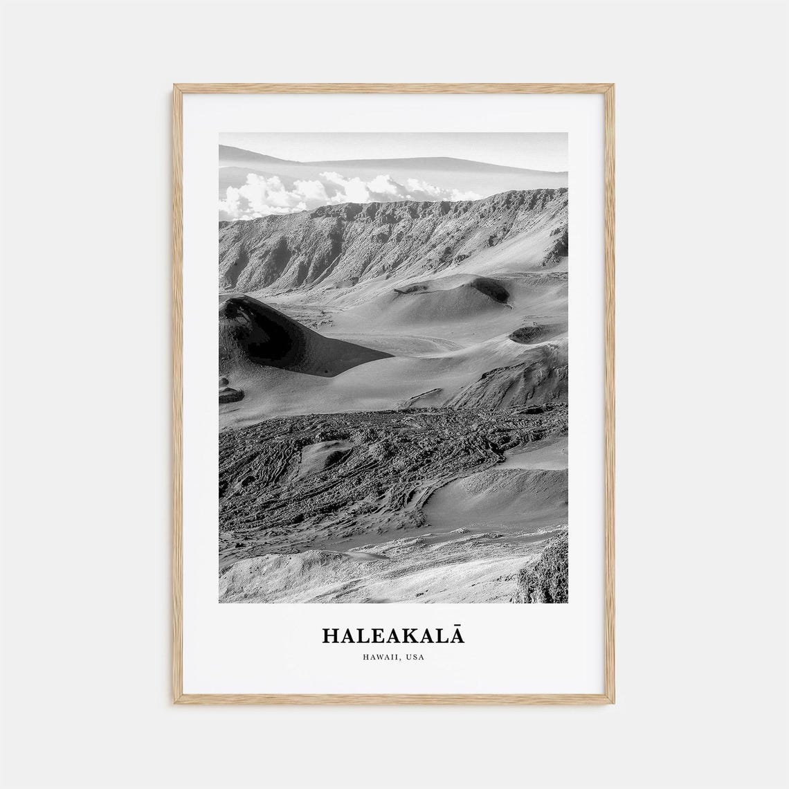 Haleakala Hawaii Volcano Crater Lunar Summit Black White Poster
