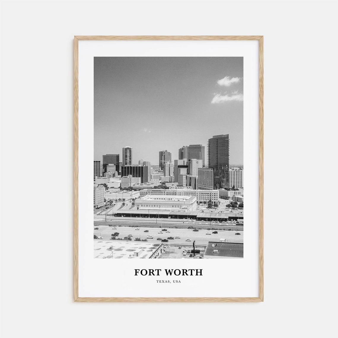 Fort Worth Texas Downtown Skyline Towers Black White Photo Poster