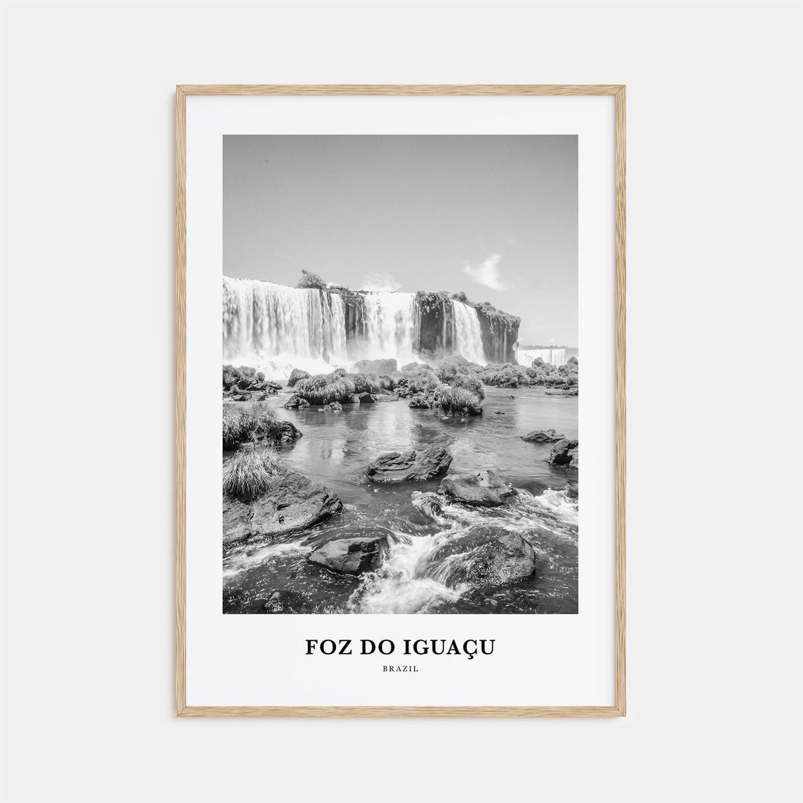 Foz Do Iguacu Brazil Thundering Iguazu Falls Black White Poster